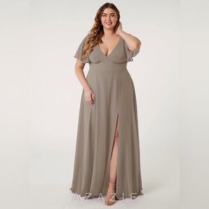Azazie Elegant Taupe Evening Gown